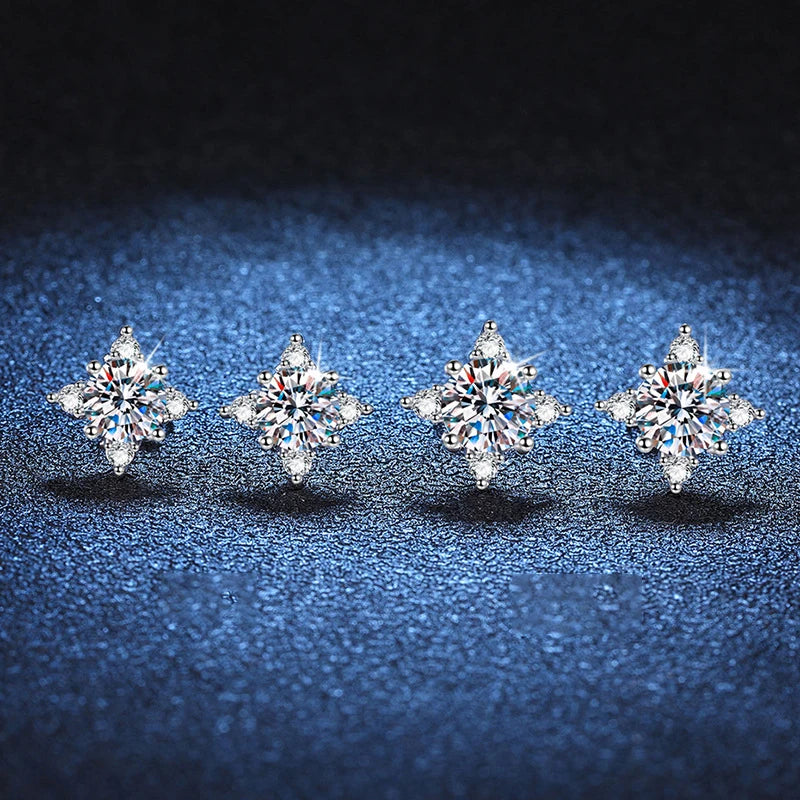 18K WHITE GOLD PLATED VVS1 DIAMOND MOISSANITE - STAR II EARRINGS