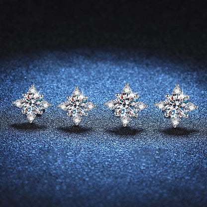 18K WHITE GOLD PLATED VVS1 DIAMOND MOISSANITE - STAR II EARRINGS