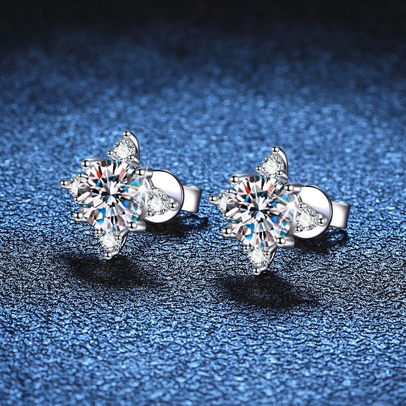 18K WHITE GOLD PLATED VVS1 DIAMOND MOISSANITE - STAR II EARRINGS