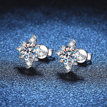 18K WHITE GOLD PLATED VVS1 DIAMOND MOISSANITE - STAR II EARRINGS