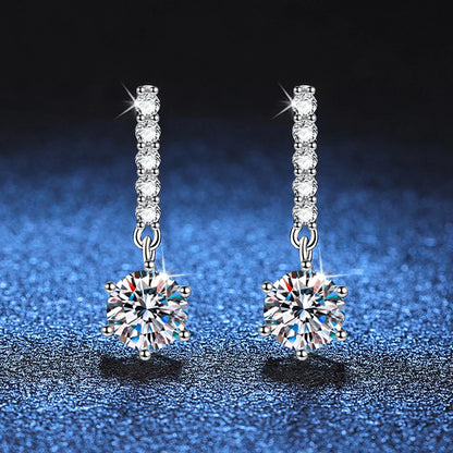 18K WHITE GOLD PLATED VVS1 DIAMOND MOISSANITE - DIAMOND GLOW EARRINGS