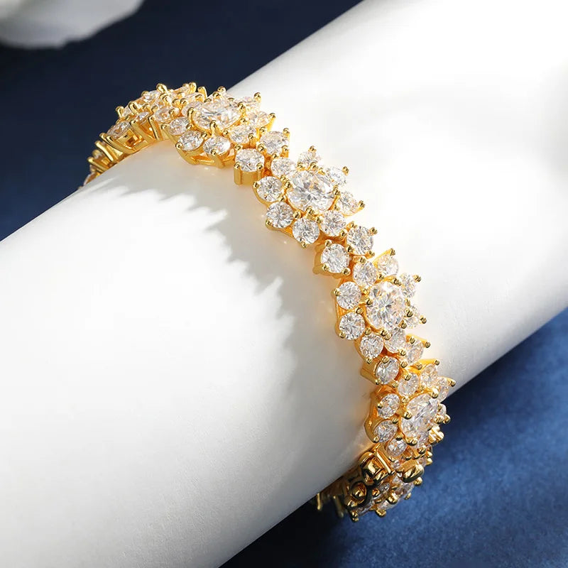 18K GOLD PLATED VVS1 DIAMOND MOISSANITE - SUNFLOWER BRACELET