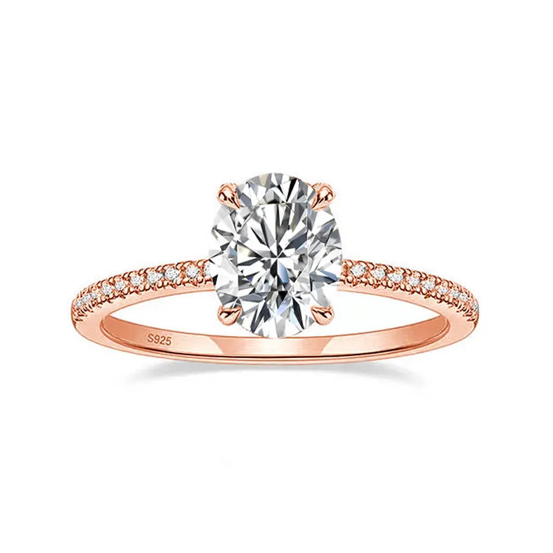 18K GOLD PLATED VVS1 DIAMOND MOISSANITE - OVAL D RING