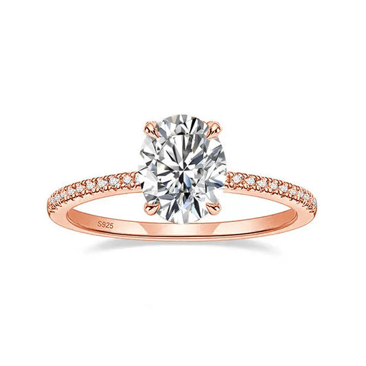 18K GOLD PLATED VVS1 DIAMOND MOISSANITE - OVAL D RING