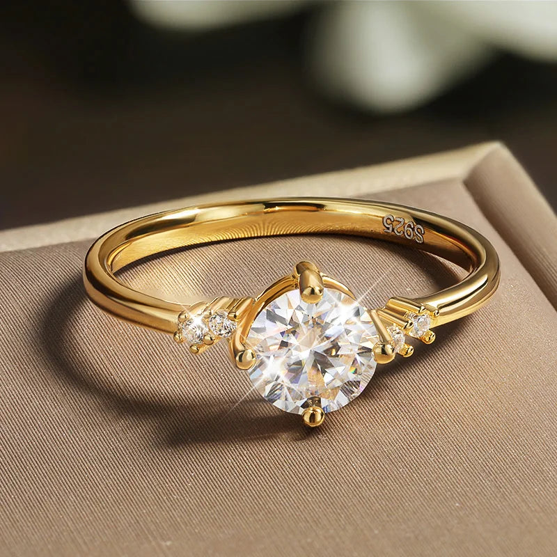 18K GOLD PLATED VVS1 DIAMOND MOISSANITE - ENGAGEMENT RING