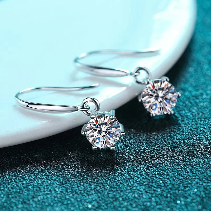 18K WHITE GOLD PLATED VVS1 DIAMOND MOISSANITE - SOLITAIRE LUXE EARRINGS