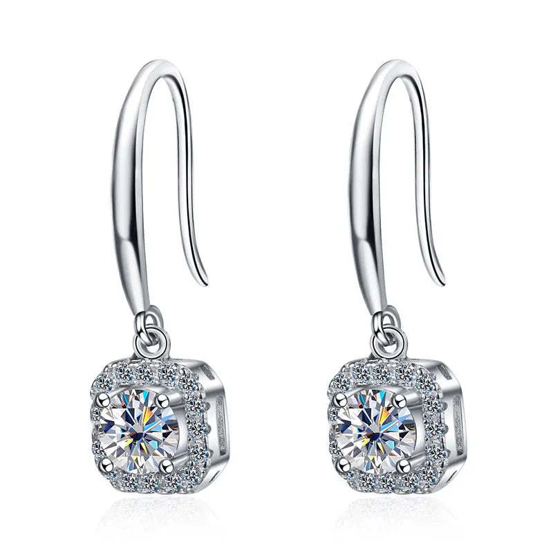 18K WHITE GOLD PLATED VVS1 DIAMOND MOISSANITE - CUBIC III EARRINGS