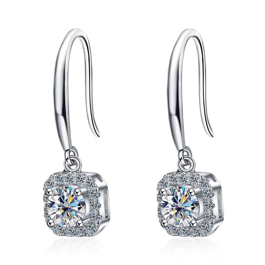 18K WHITE GOLD PLATED VVS1 DIAMOND MOISSANITE - CUBIC III EARRINGS