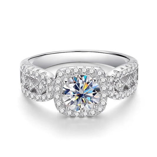 18K WHITE GOLD PLATED VVS1 DIAMOND MOISSANITE - DAWN OF FOREVER RING