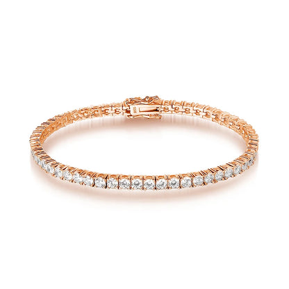 18K ROSE GOLD PLATED VVS1 DIAMOND MOISSANITE - 3MM RIVIERA BRACELET