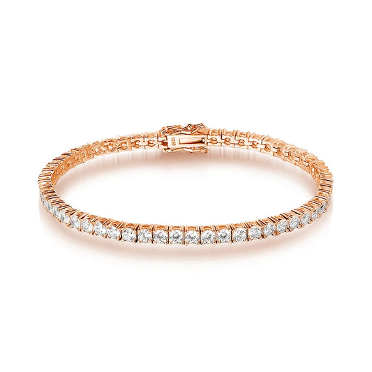 18K ROSE GOLD PLATED VVS1 DIAMOND MOISSANITE - 3MM RIVIERA BRACELET