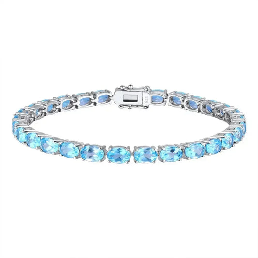 NATURAL SWISS BLUE TOPAZ OVAL RIVIERA - SWISS BLUE BRACELET