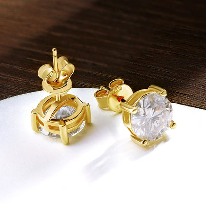 18K YELLOW GOLD PLATED VVS1 DIAMOND MOISSANITE - 2CT GOLD LUXE EARRINGS