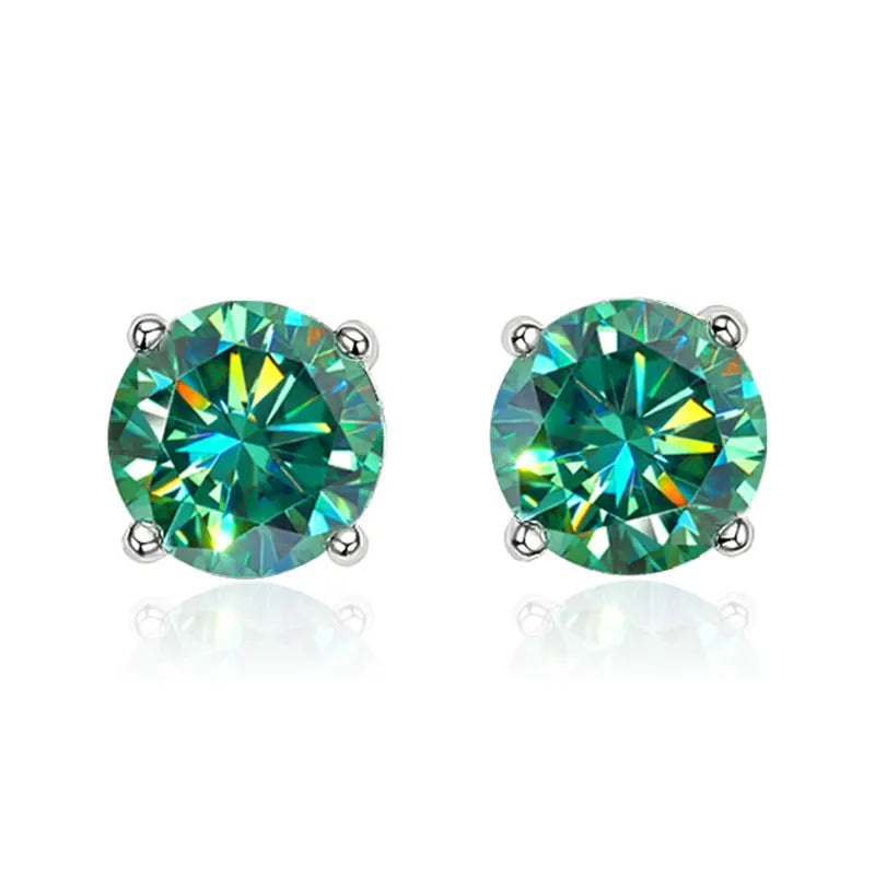 18K WHITE GOLD PLATED VVS1 GREEN MOISSANITE - GREEN EARRINGS