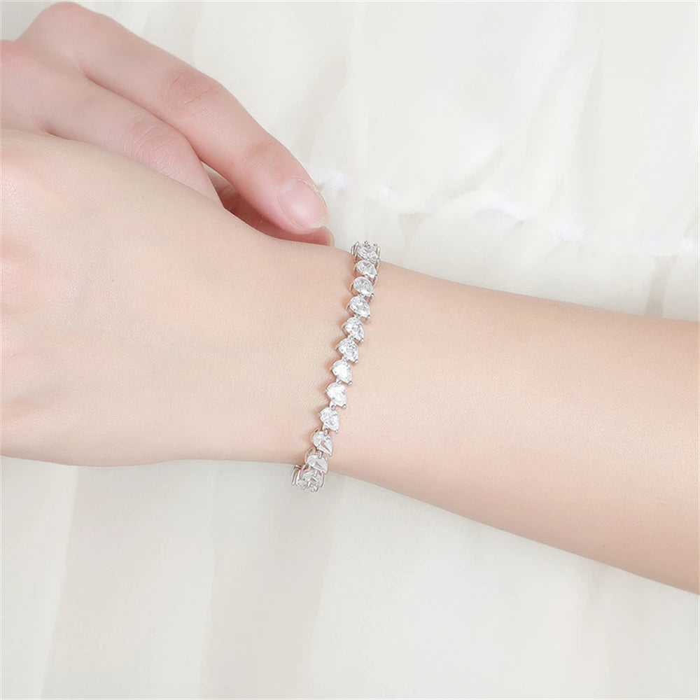 18K WHITE GOLD PLATED VVS1 MOISSANITE - PEAR BRACELET