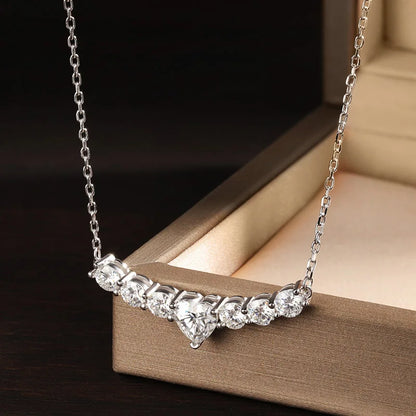 18K WHITE GOLD PLATED VVS1 DIAMOND MOISSANITE - GOLDEN HEART NECKLACE