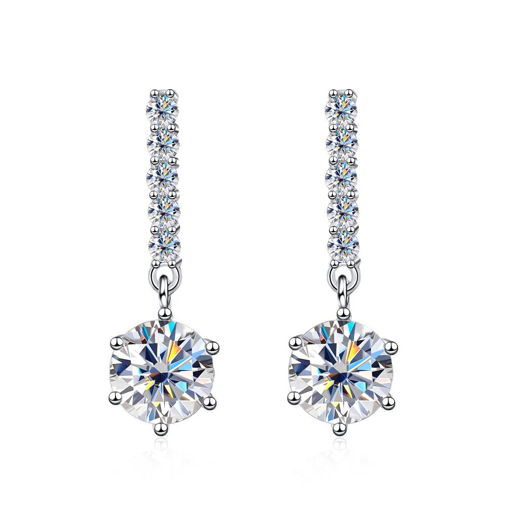 18K WHITE GOLD PLATED VVS1 DIAMOND MOISSANITE - DIAMOND GLOW EARRINGS