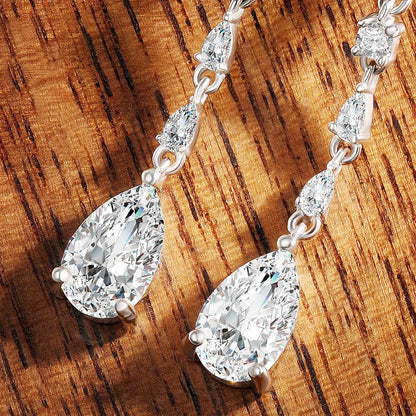 18K WHITE GOLD PLATED VVS1 DIAMOND MOISSANITE - DROP EARRINGS