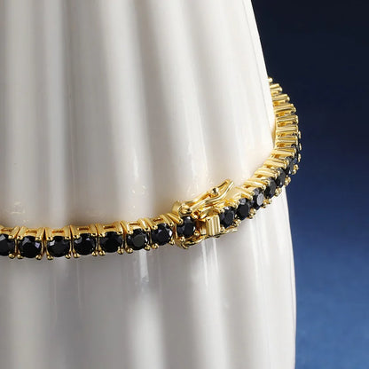 18K GOLD PLATED RIVIERA BLACK MOISSANITE - MIDNIGHT BRACELET