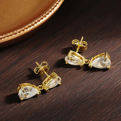 18K GOLD PLATED VVS1 DIAMOND MOISSANITE - OPULENT DROP EARRINGS