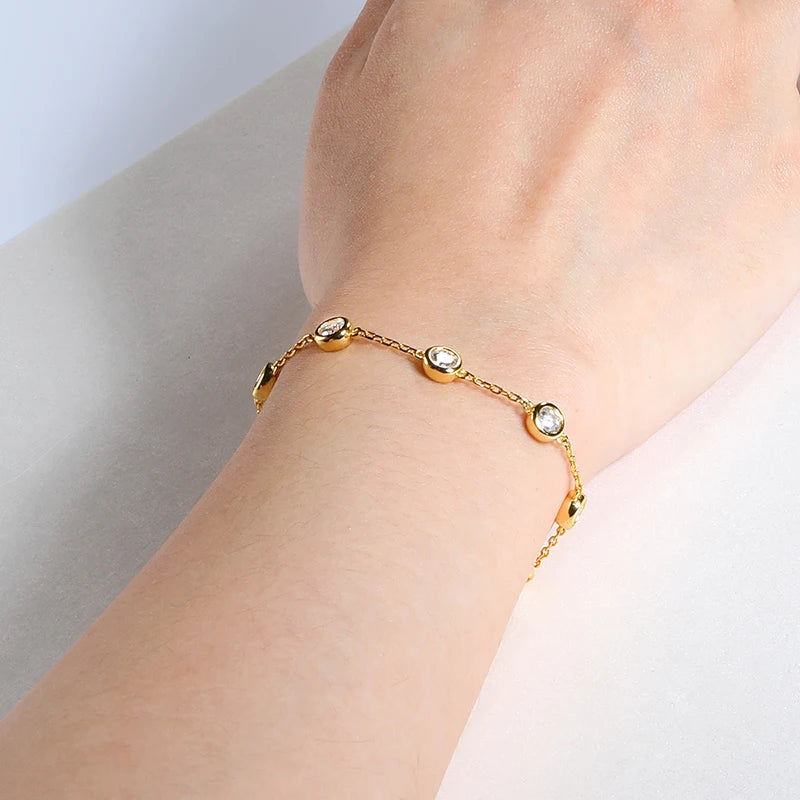 18K GOLD PLATED VVS1 DIAMOND MOISSANITE BRACELET - BUBBLE BRACELET