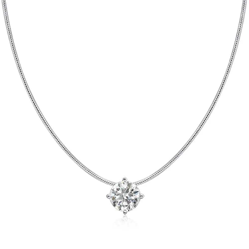 18K WHITE GOLD PLATED VVS1 MOISSANITE - SOLITAIRE GEM NECKLACE