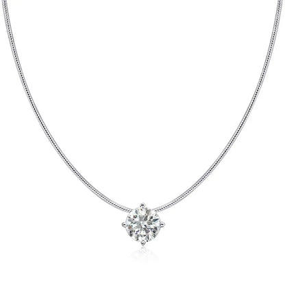 18K WHITE GOLD PLATED VVS1 MOISSANITE - SOLITAIRE GEM NECKLACE