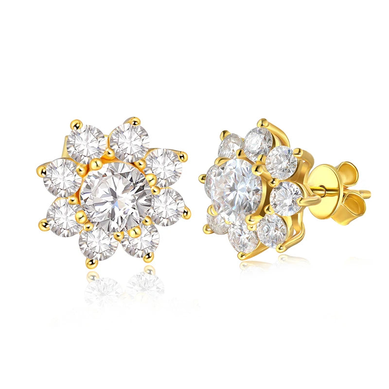 18K WHITE GOLD PLATED VVS1 DIAMOND MOISSANITE - BLOSSOM EARRINGS