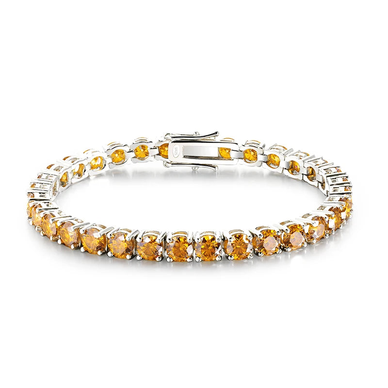 18K WHITE GOLD PLATED VVS1 ORANGE MOISSANITE - ORANGE BRACELET