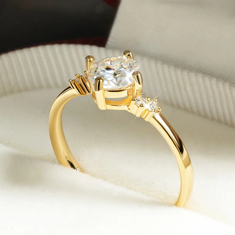 18K GOLD PLATED VVS1 DIAMOND MOISSANITE - ENGAGEMENT RING