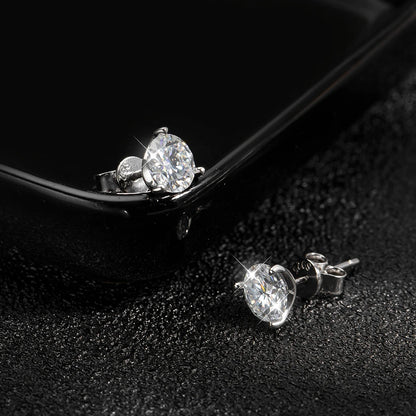 18K WHITE GOLD PLATED VVS1 DIAMOND MOISSANITE - DIAMOND EARRINGS