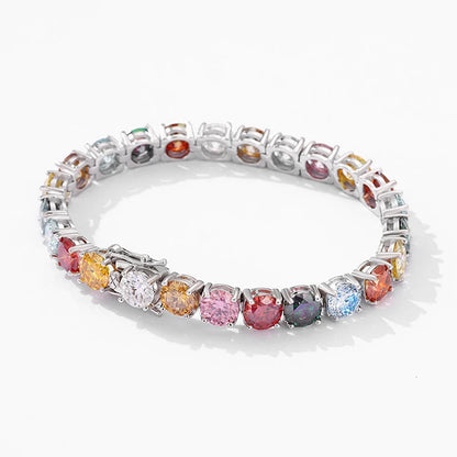 18K WHITE GOLD PLATED VVS1 COLORED MOISSANITE - STELLAR CHARM BRACELET