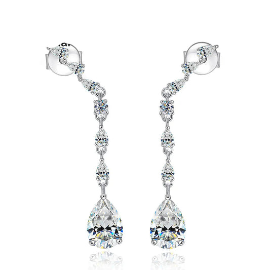 18K WHITE GOLD PLATED VVS1 DIAMOND MOISSANITE - DROP EARRINGS