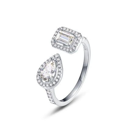 18K WHITE GOLD PLATED VVS1 DIAMOND MOISSANITE - EMERALD CUT RING