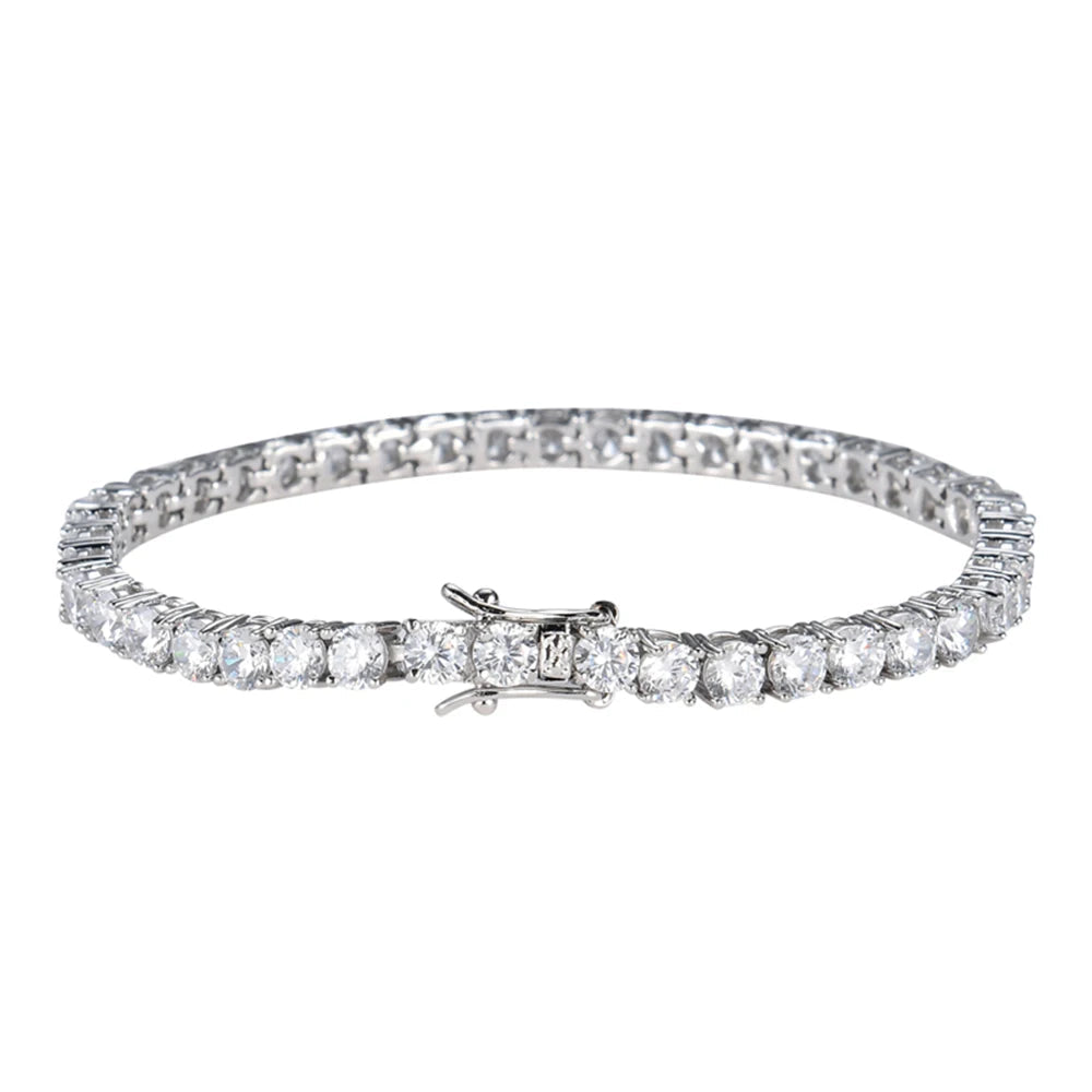 18K WHITE GOLD PLATED VVS1 DIAMOND MOISSANITE - 5MM RIVIERA BRACELET