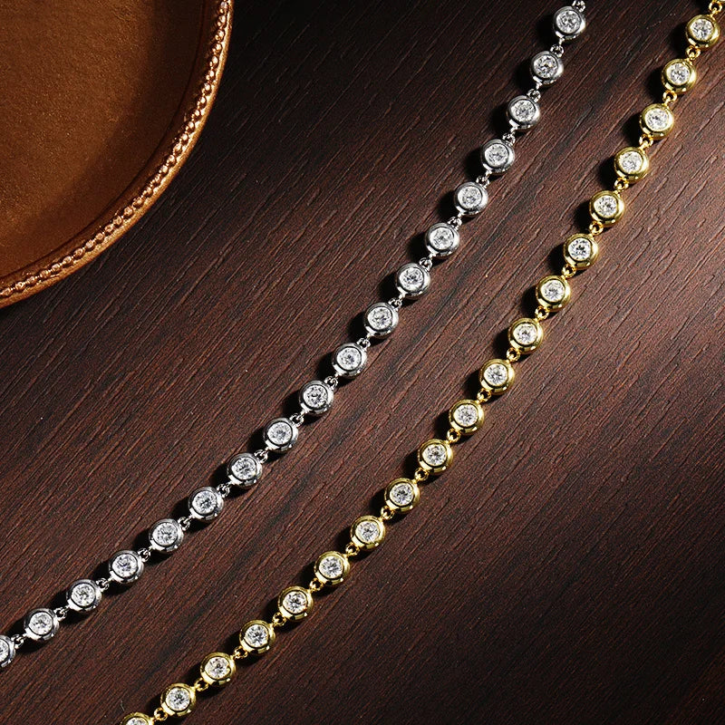 18K YELLOW GOLD PLATED VVS1 DIAMOND MOISSANITE - 3MM NECKLACE