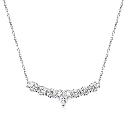 18K WHITE GOLD PLATED VVS1 DIAMOND MOISSANITE - GOLDEN HEART NECKLACE