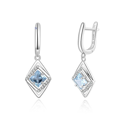 18K WHITE GOLD PLATED SKY BLUE TOPAZ- SKY BLUE EARRINGS