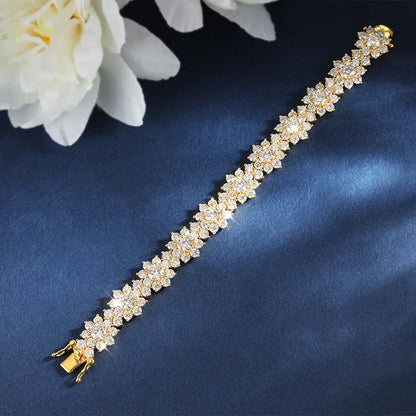 18K GOLD PLATED VVS1 DIAMOND MOISSANITE - SUNFLOWER BRACELET