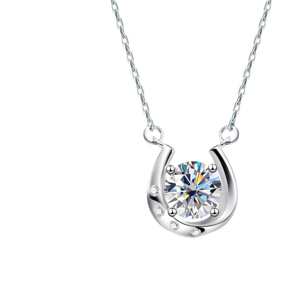 18K WHITE GOLD PLATED  VVS1 DIAMOND MOISSANITE - CHARM NECKLACE