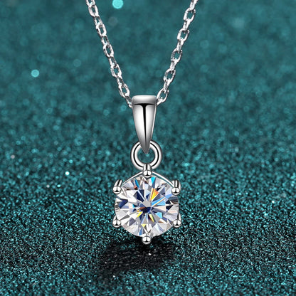 18K WHITE GOLD PLATED VVS1 DIAMOND - SOLITAIRE 1CT MOISSANITE NECKLACE