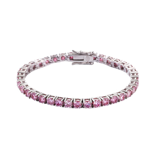 18K WHITE GOLD PLATED VVS1 PINK MOISSANITE - PINK II BRACELET