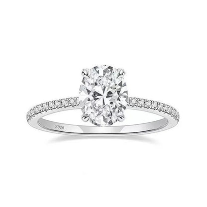 18K WHITE GOLD PLATED VVS1 DIAMOND MOISSANITE - OVAL D RING