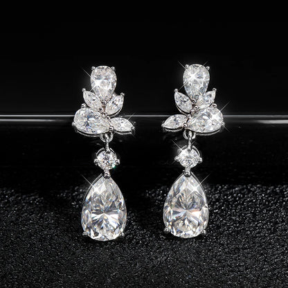 18K WHITE GOLD PLATED VVS1 DIAMOND MOISSANITE - CELESTIAL DROP EARRINGS