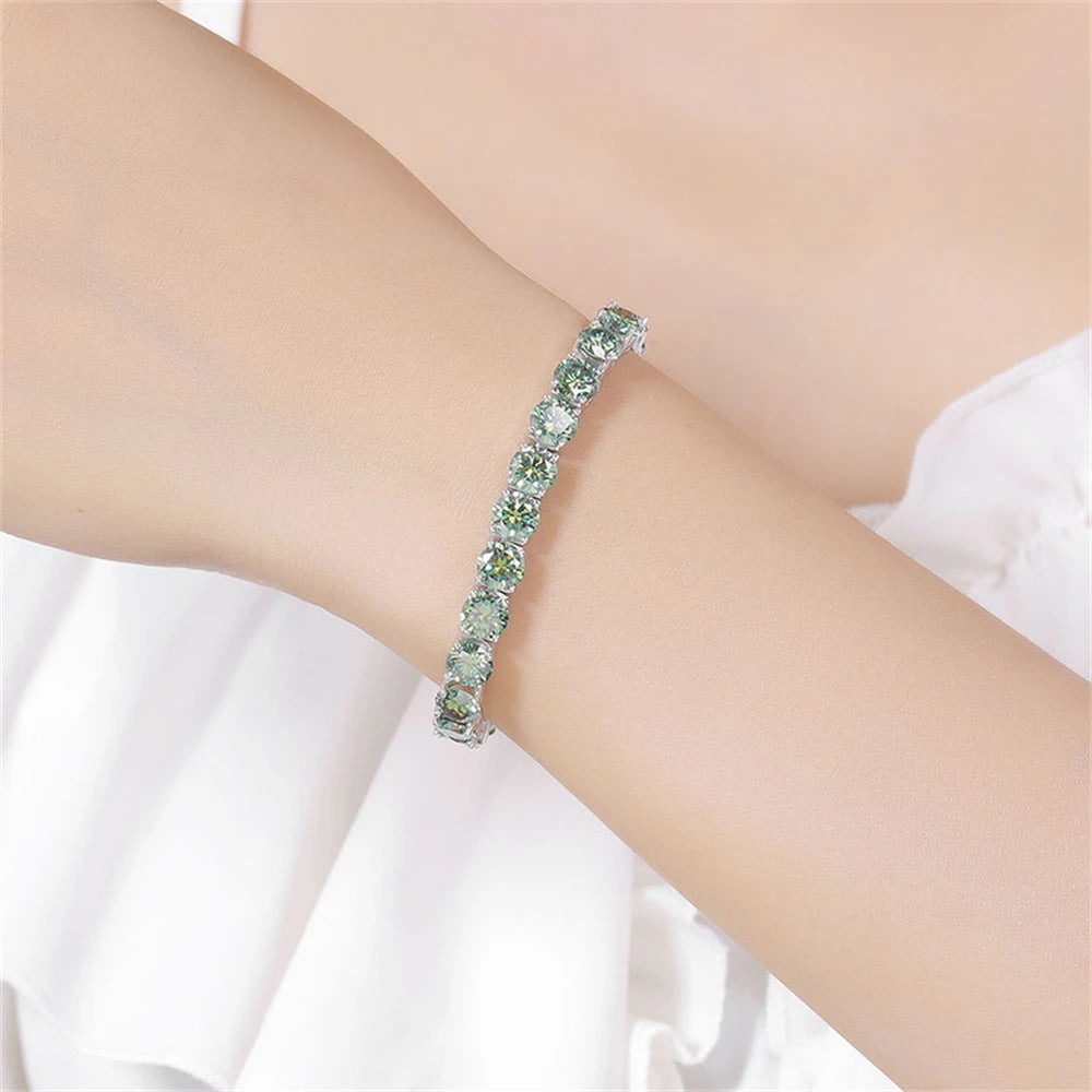 18K WHITE GOLD PLATED VVS1 GREEN MOISSANITE - GREEN II BRACELET