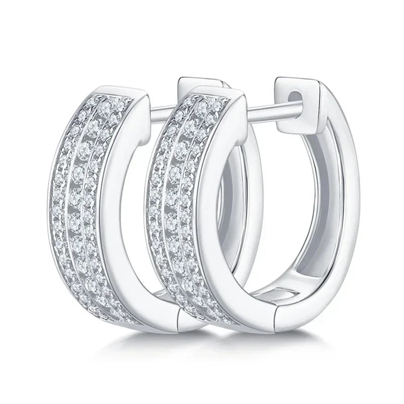 18K WHITE GOLD PLATED VVS1 DIAMOND MOISSANITE - GOLD HOOPS EARRINGS