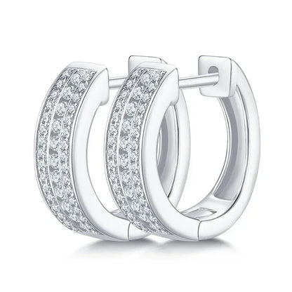 18K WHITE GOLD PLATED VVS1 DIAMOND MOISSANITE - GOLD HOOPS EARRINGS