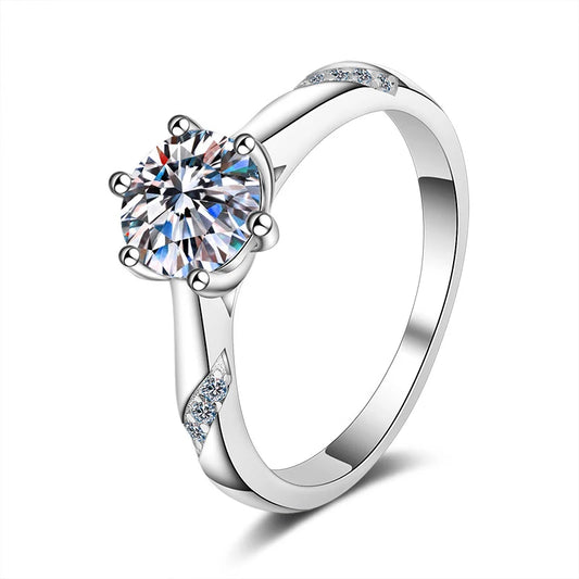 18K WHITE GOLD PLATED VVS1 DIAMOND MOISSANITE - ENGAGEMENT RING