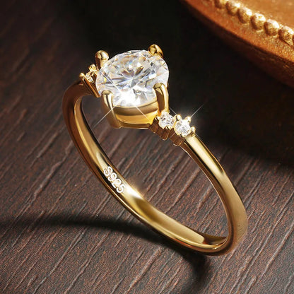 18K GOLD PLATED VVS1 DIAMOND MOISSANITE - ENGAGEMENT RING