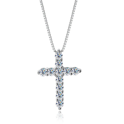 18K GOLD PLATED VVS1 DIAMOND MOISSANITE - CROSS NECKLACE